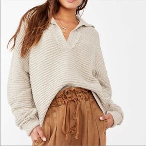 Free People Marlie Pullover Sweater in Pebble - M